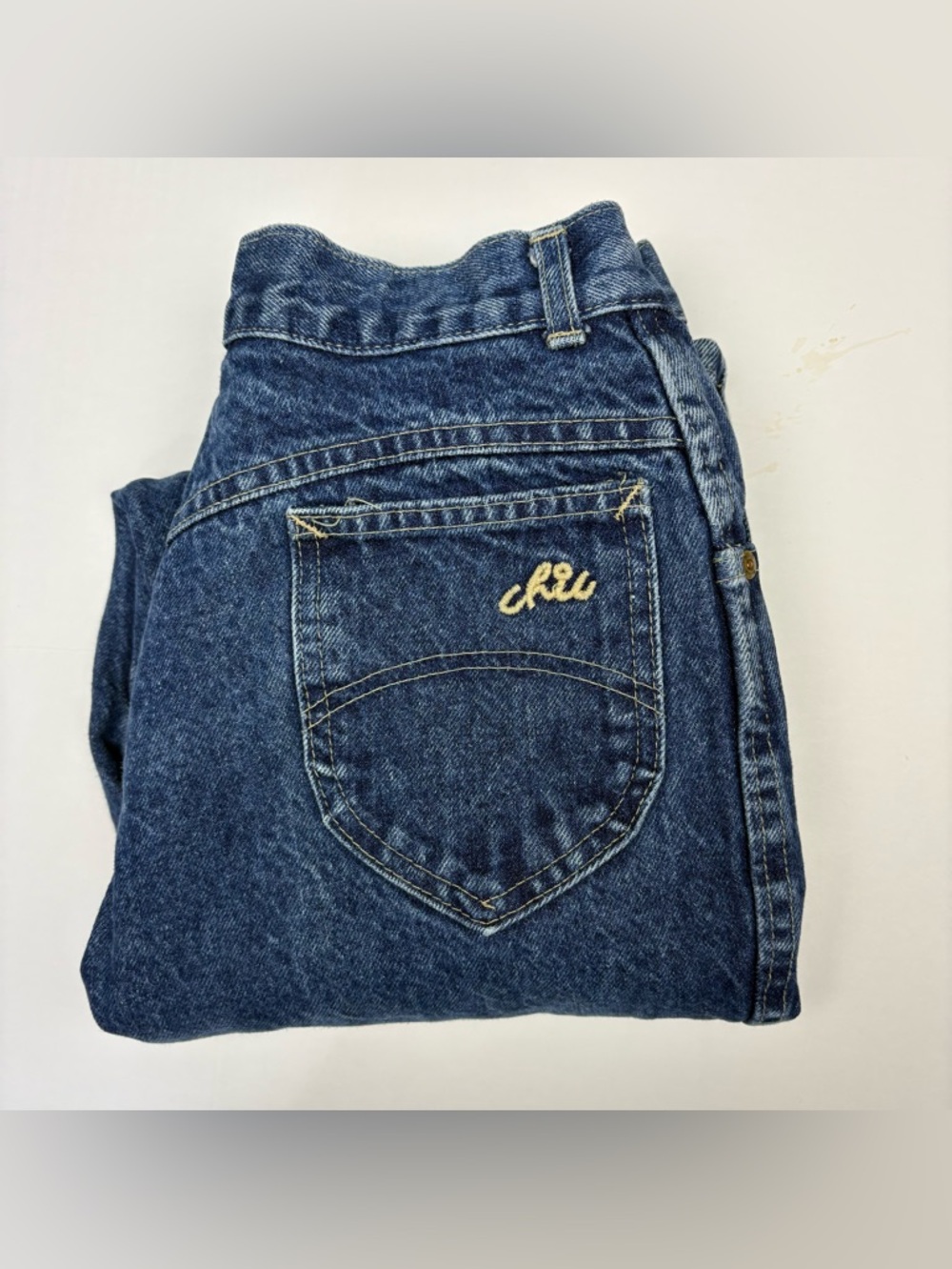 Vintage Chic Women Size 15 16 Short Jeans High Rise Denim Cotton Embroidery Logo